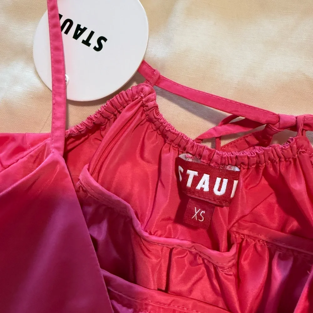 STAUD Hot Pink Ripley Tiered V-Neck Maxi Dress - Picture 4 of 4